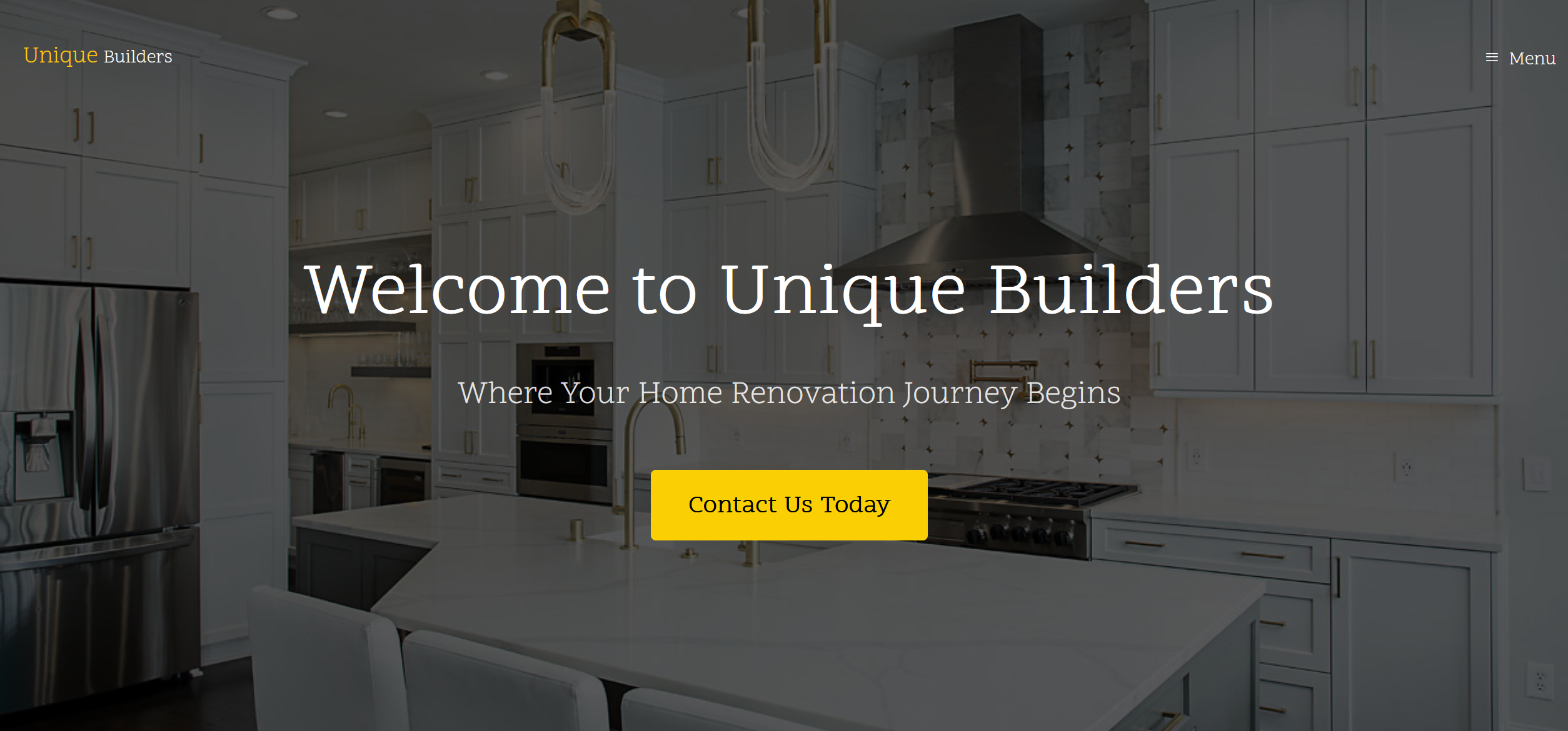 homepage of building company website